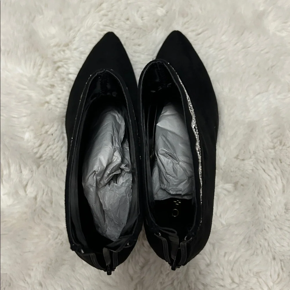 Caparros Black Suede Rhinestone Elle Ankle Booties